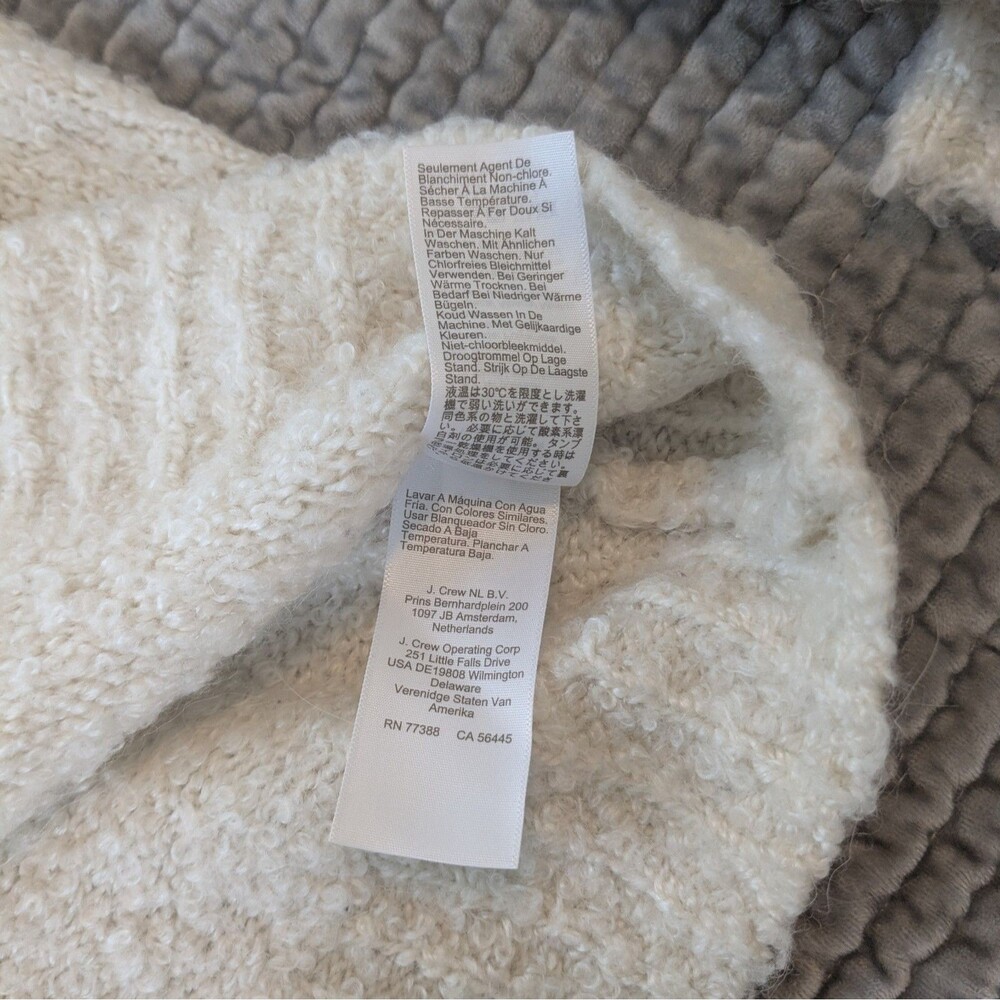 J.Crew Womens XS Ivory Boucle Sweater Wool Alpaca Blend Mock Neck Pullover - Picture 7 of 7